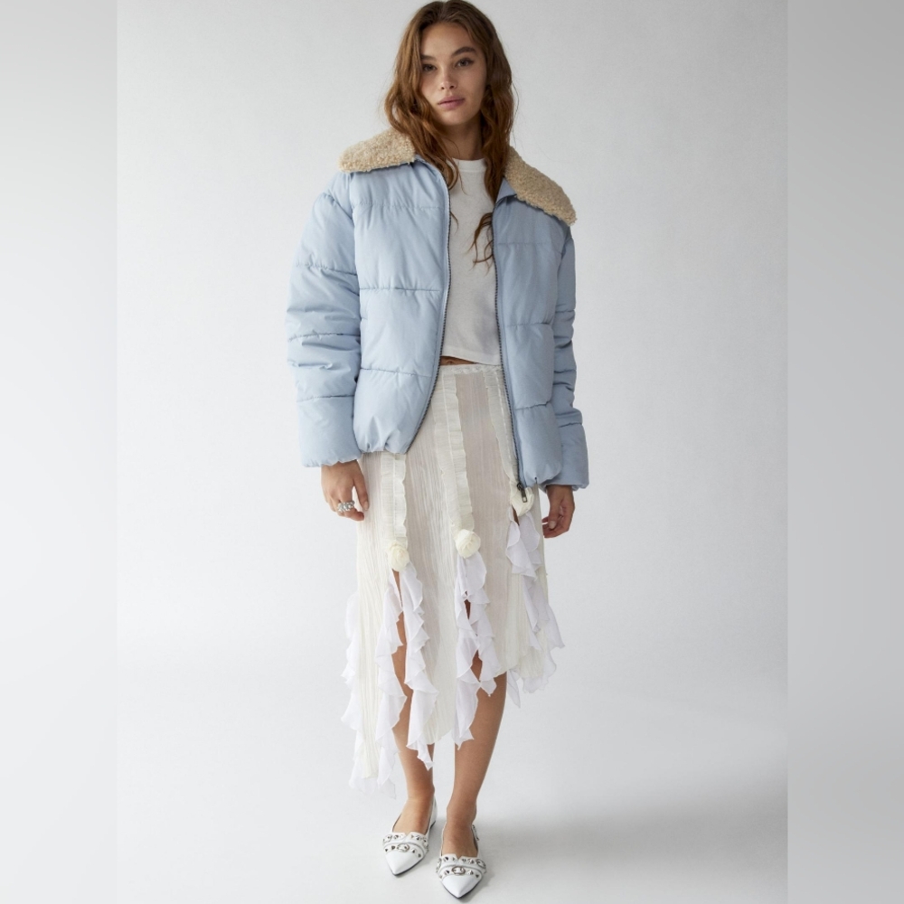 NWOT Urban Outfitters Duckie Faux Shearling Collar Puffer Jacket